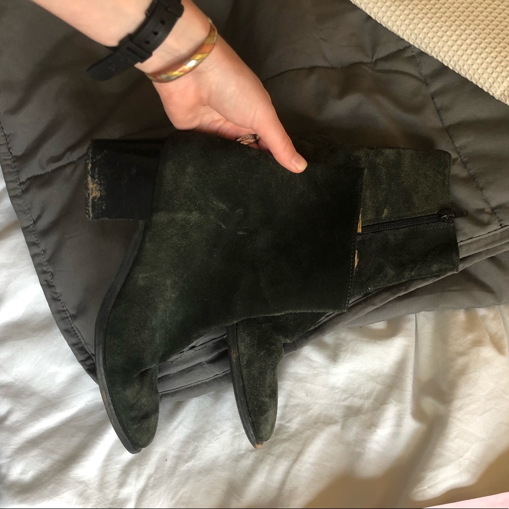Vintage Italian dark green suede boots